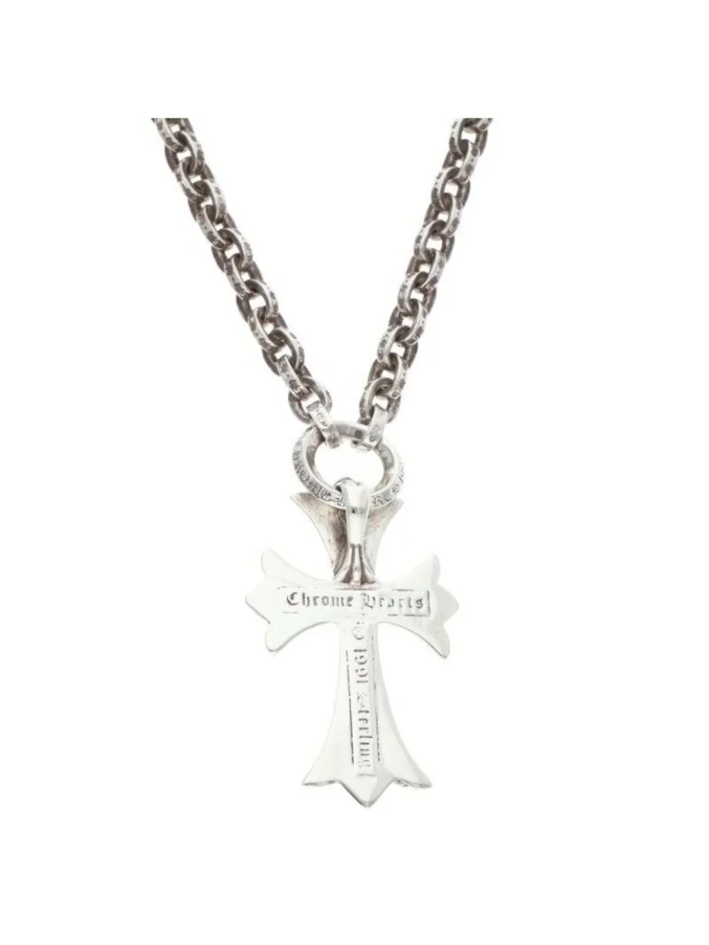 Chrome Hearts CH Crs Sml Paper Chain Small CH Cross Silver Necklace